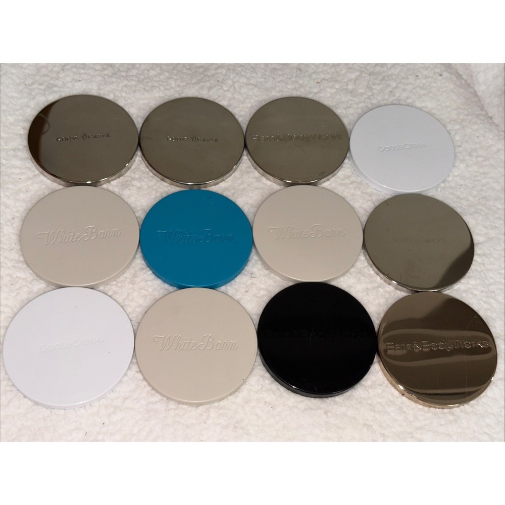12 Bath & Body Works 3 Wick Candle Metal Jar Decorative Lids Lid Goose Creek‎ - Picture 3 of 16